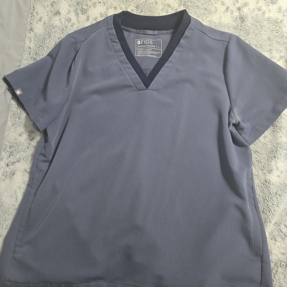 Figs Blue Scrub Top